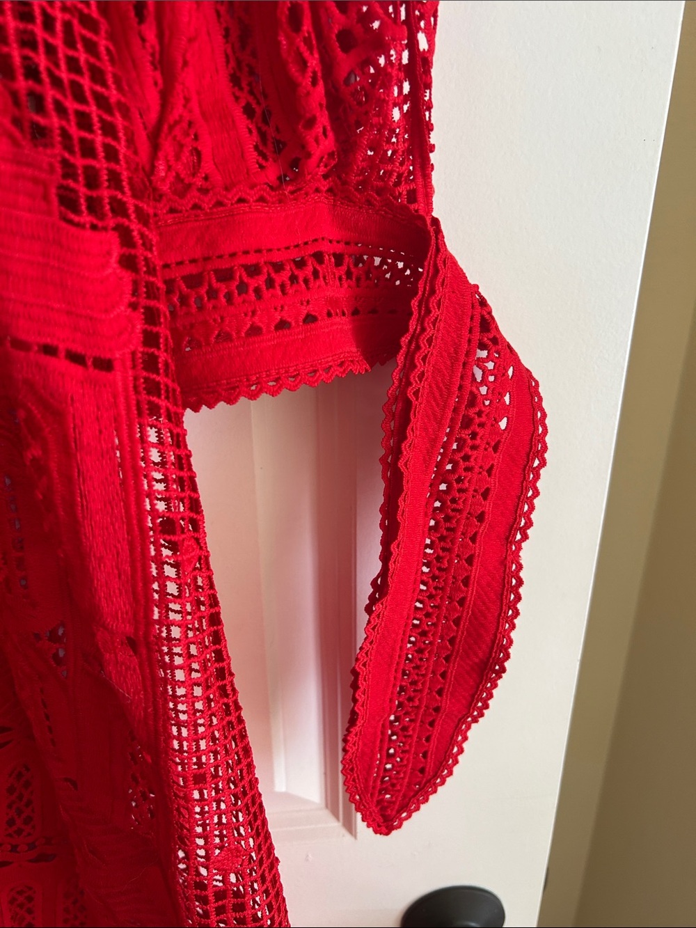 FARM Rio Red Crochet Maxi Dress Red Morada Boa Guipure Maxi Dress - Picture 7 of 12